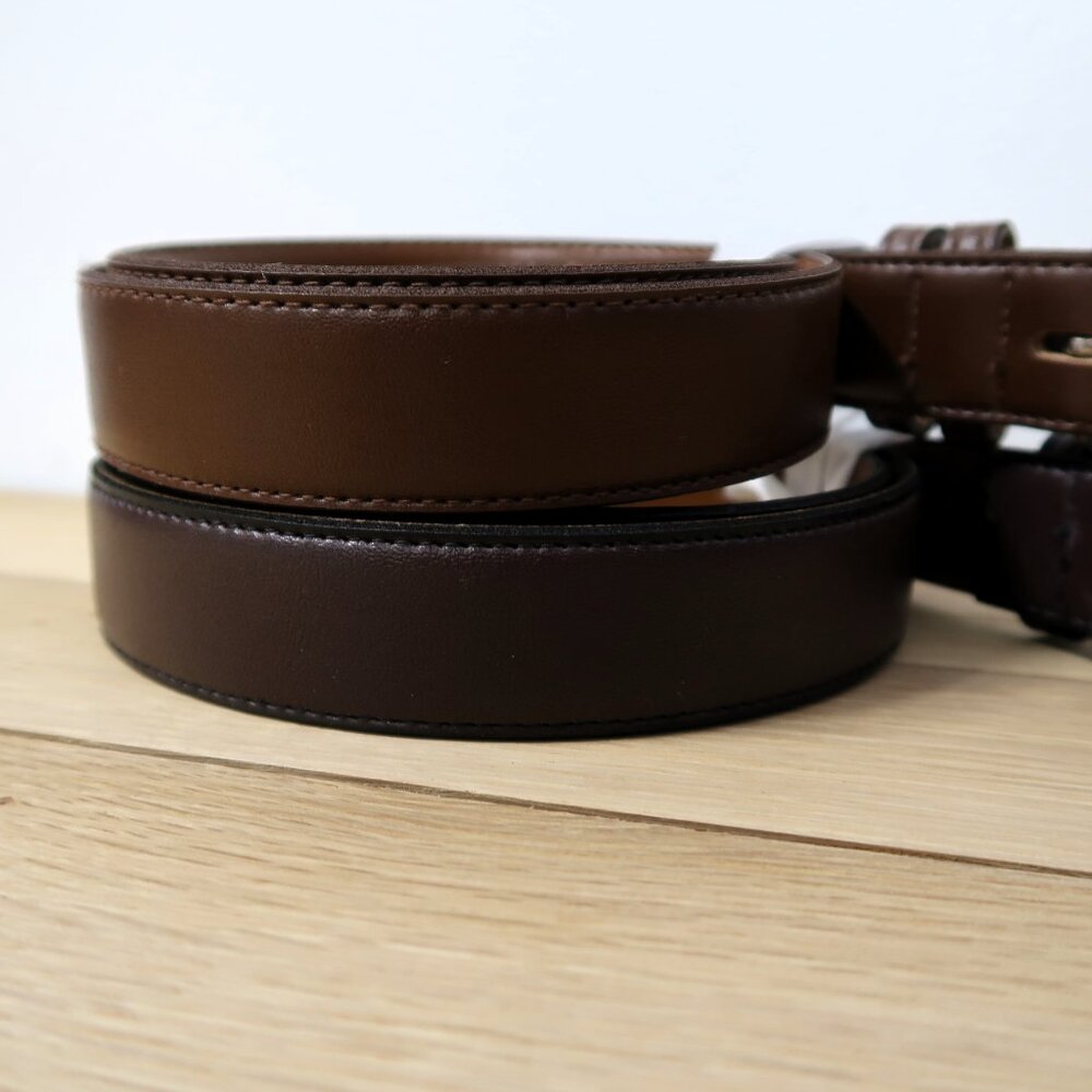 Haband Genuine Bonded Leather Belts USA Made 44 Inch Long Brown Two Pack Bundle